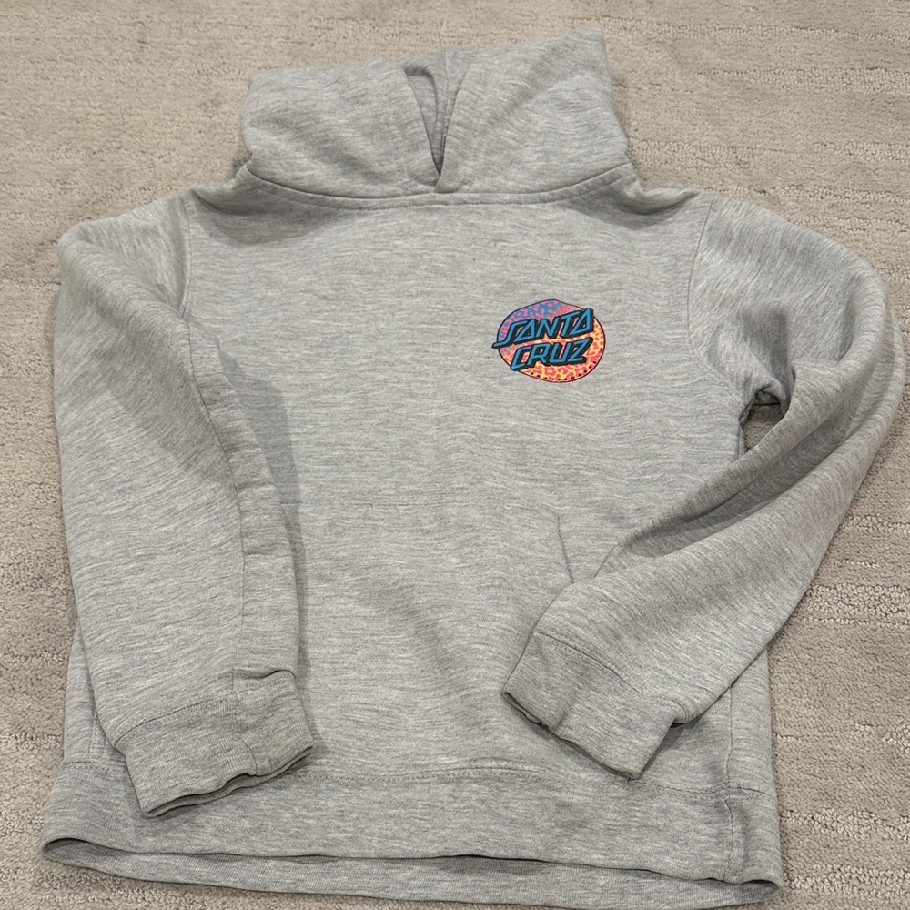 Santa Cruz Skateboards Gray Kids Hoodie with Colorful Chest Logo